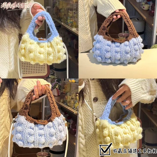 KN2603031 Colorblock Cloud Handbag DIY Crochet Kit with Video Tutorial