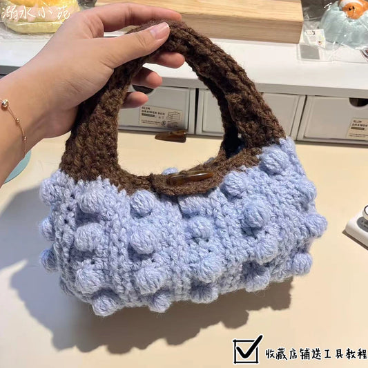 KN2603031 Colorblock Cloud Handbag DIY Crochet Kit with Video Tutorial