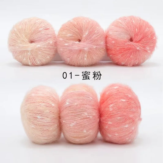YARN60018 Premium Speckled Silk Mohair Wool Yarn – Soft Fluffy Green Art Yarn for Crochet & Knitting